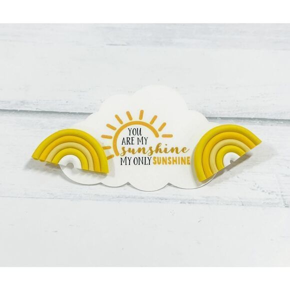 You are My Sunshine Yellow Rainbow Clay Stud Handmade Earrings Brand New - Picture 2 of 4